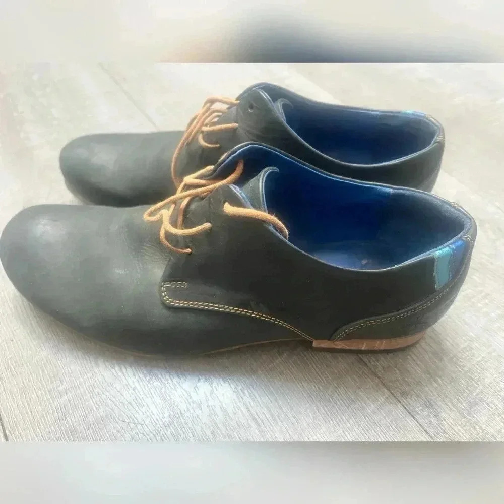 JOHN FLUEVOG RADIO CBC DERBY OXFORD BLACK LEATHER LACE UP SHOES men's US 9